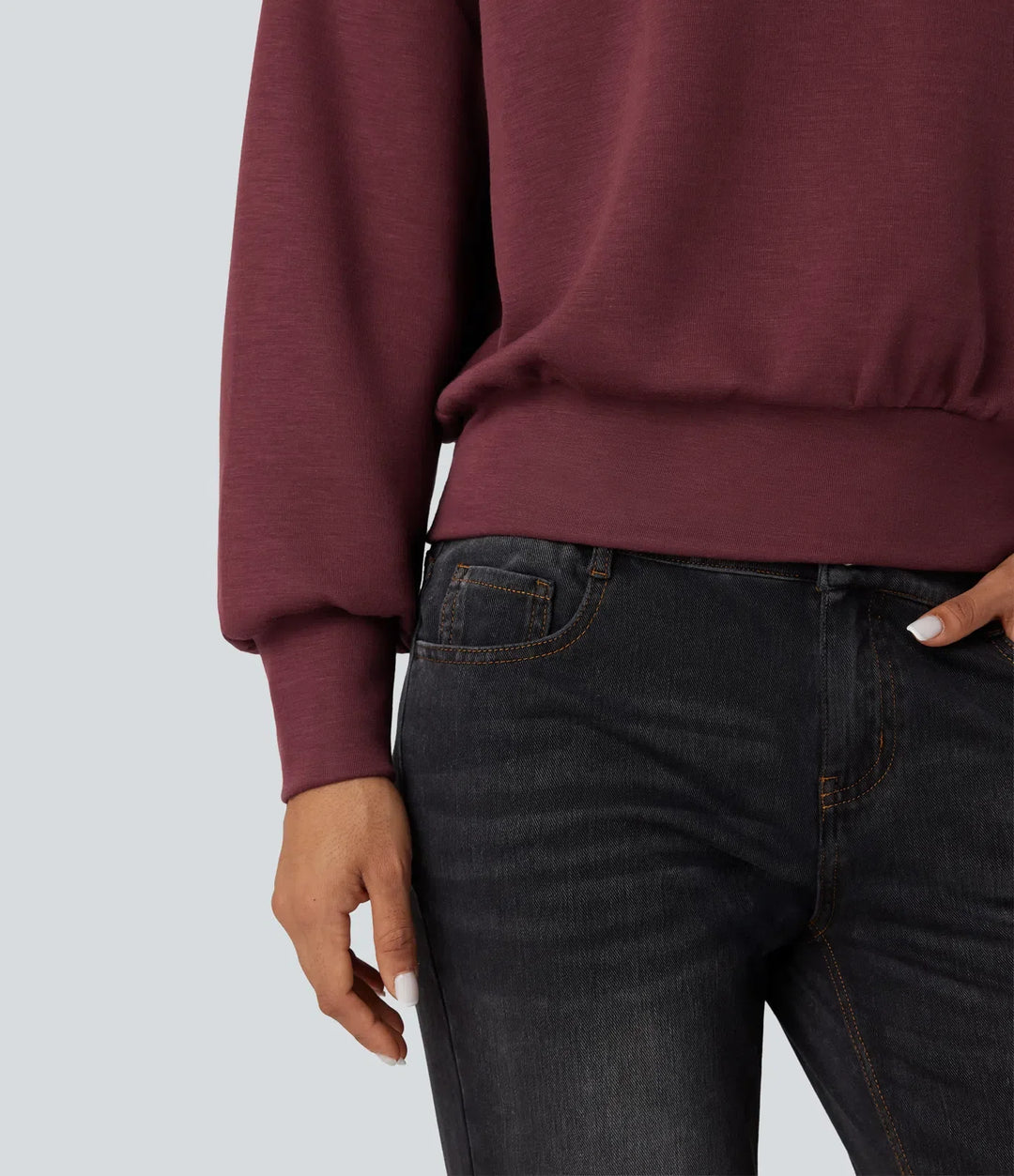 SpacerTek trattkrage halv dragkedja oversized vardaglig sweatshirt