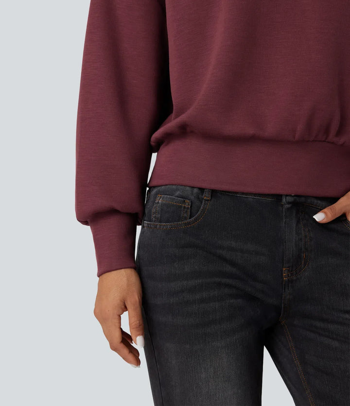 SpacerTek trattkrage halv dragkedja oversized vardaglig sweatshirt