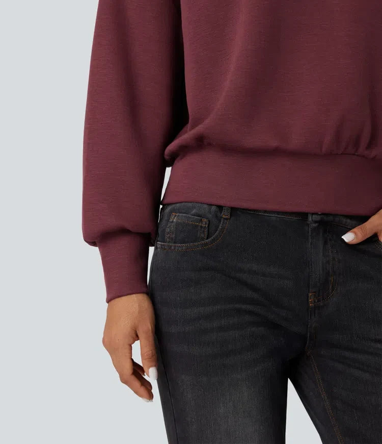 SpacerTek trattkrage halv dragkedja oversized vardaglig sweatshirt
