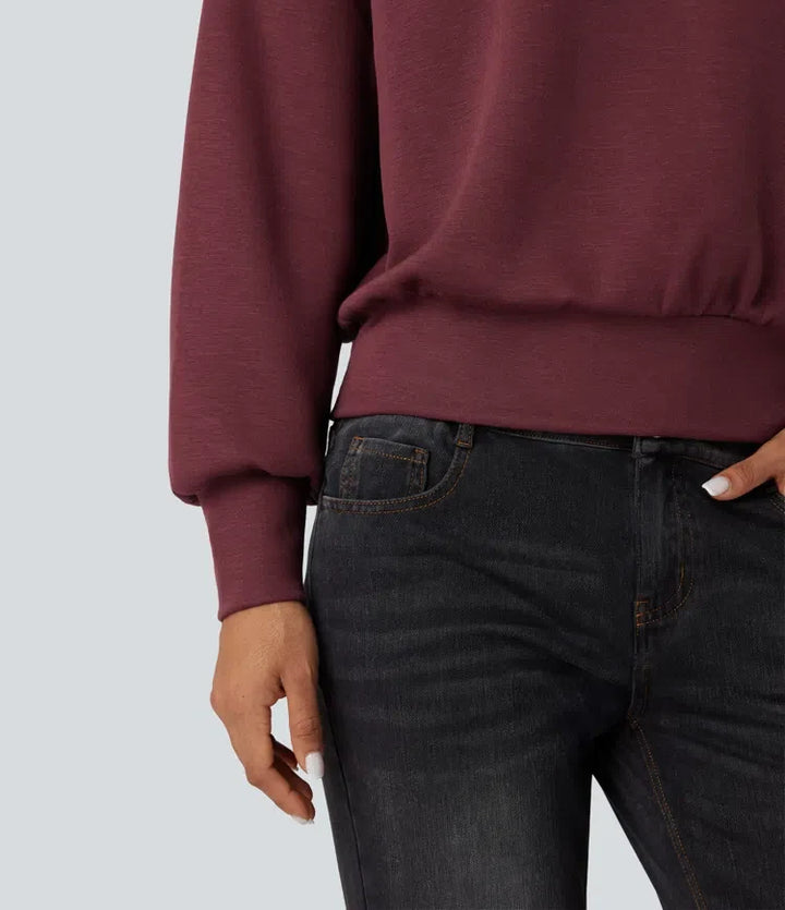 SpacerTek trattkrage halv dragkedja oversized vardaglig sweatshirt
