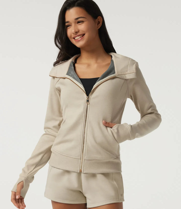 Med huva lång raglanärm fleece träning sweatshirt med fickor och tumhål