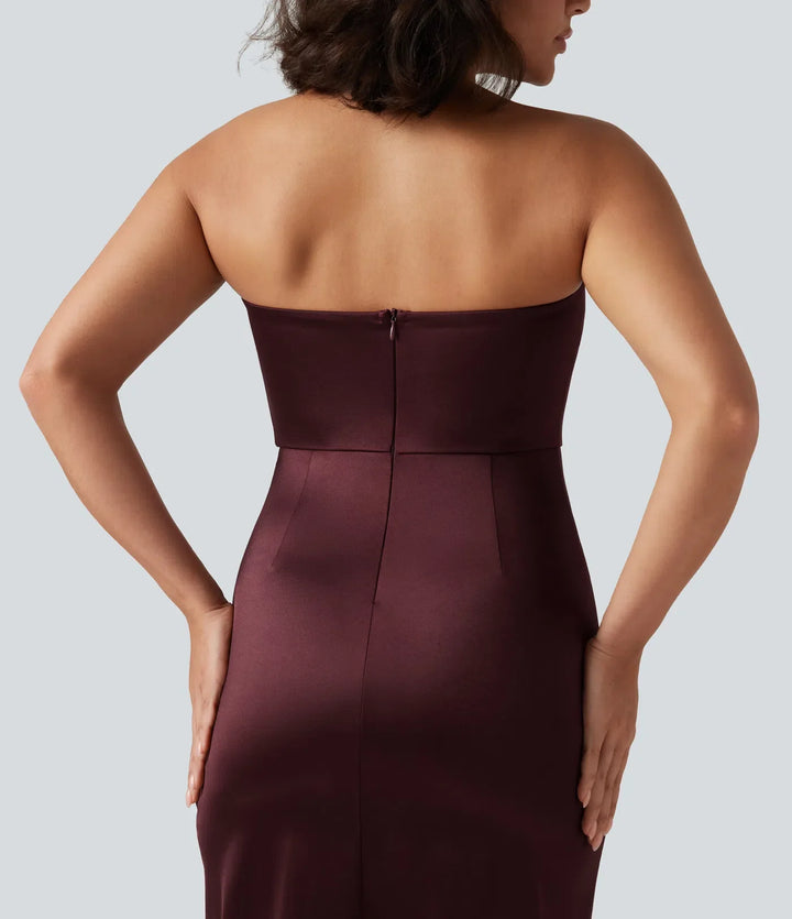 Tubmodell 2-i-1 figurnära satin midi festklänning