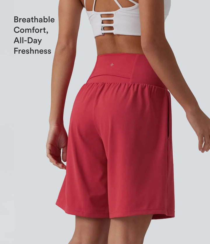 SoftlyZero Airy med extra hög midja 2-i-1 InstantCool yogashorts 9" med fickor