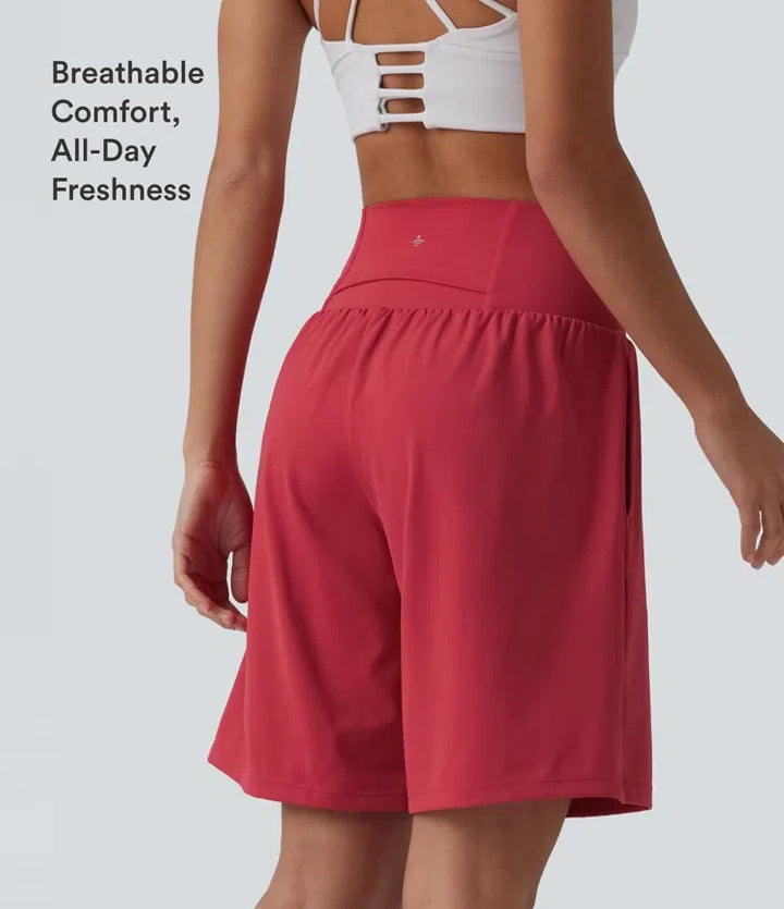 SoftlyZero Airy med extra hög midja 2-i-1 InstantCool yogashorts 9" med fickor