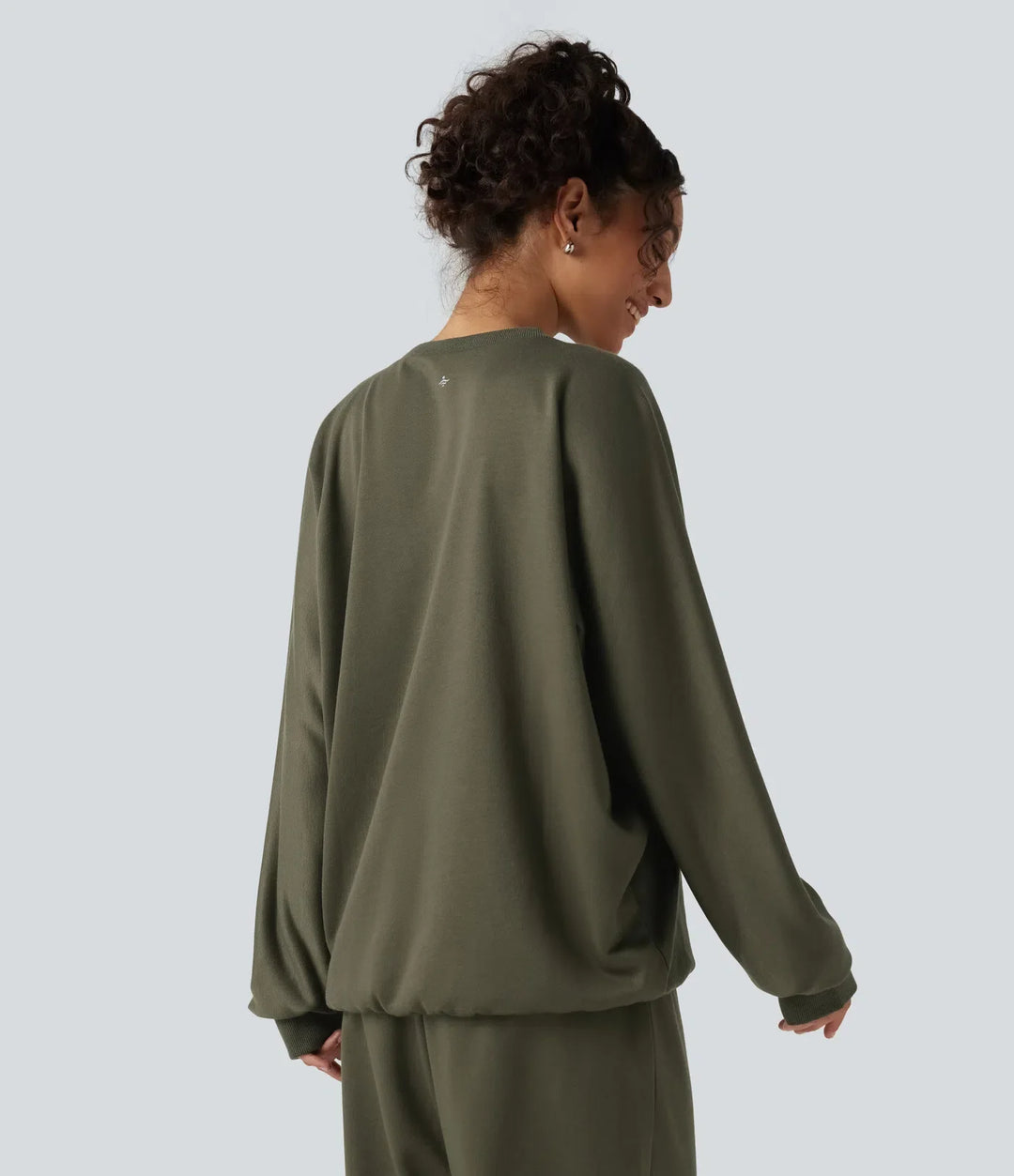 Rund hals långärmad frotté vardaglig sweatshirt