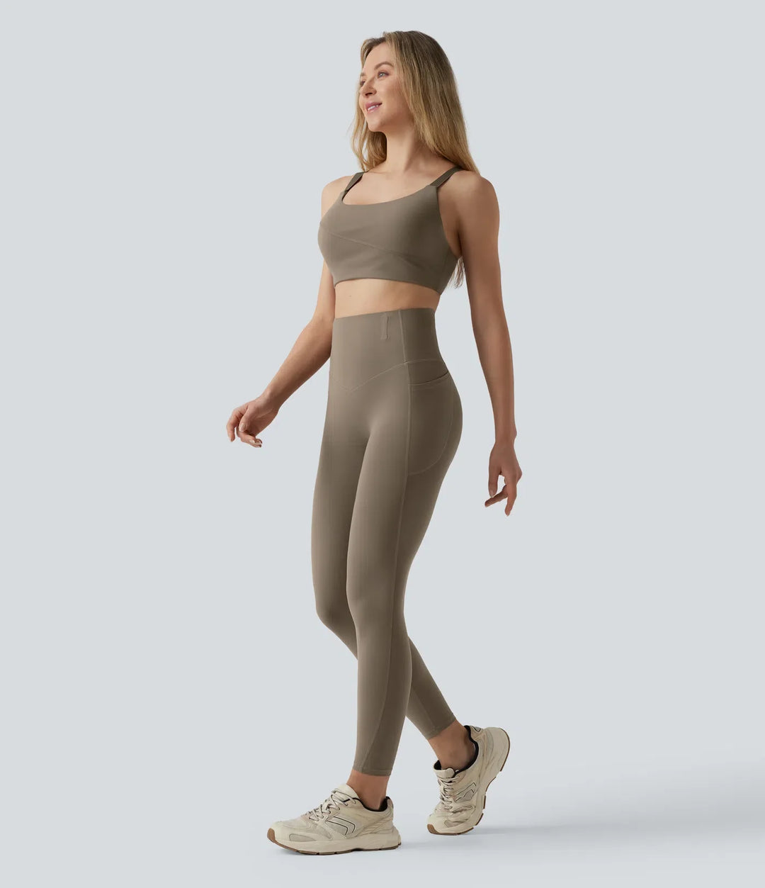 Halara UltraSculpt med hög midja anti-roll magkontroll formande träningsleggings med fickor