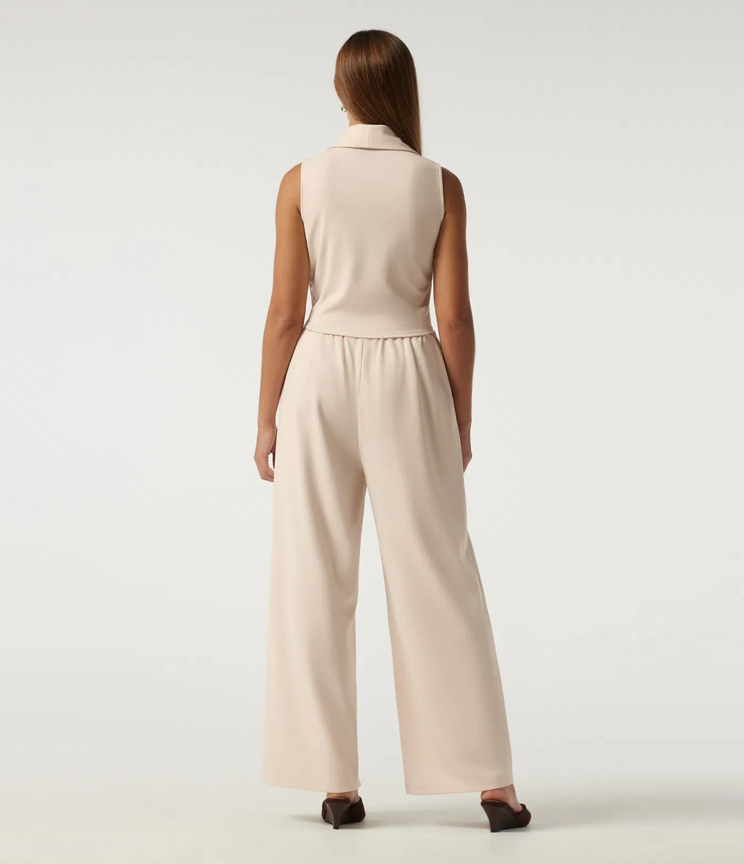 Slagkrage krage ärmlös raka ben arbetsjumpsuit med fickor - Easy Peezy Edition