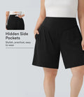 Plusstorlek SoftlyZero Airy med hög midja InstantCool yoga bermudashorts med fickor