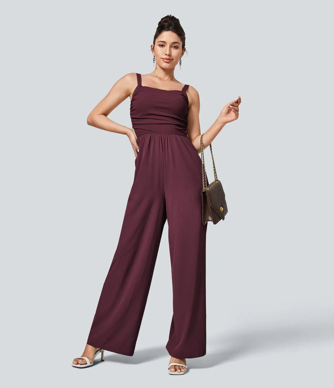 Breezeful spets upp ficka snabbtorkande vardaglig jumpsuit