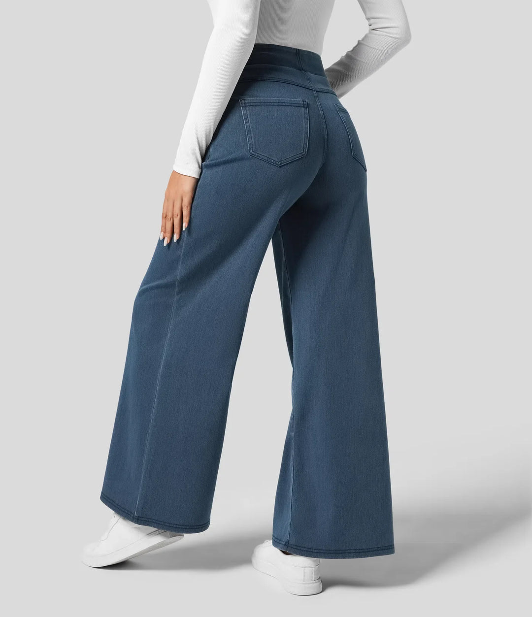 Halara Flex med hög midja och fickor vida ben lös jeans för arbete