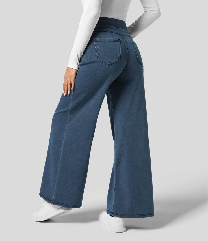 Lyckera Flex högmidjad fickor vida ben lös arbete jeans