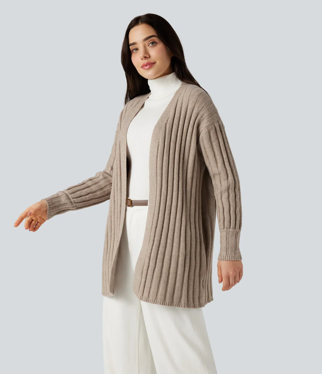 Långärmad vardaglig cardigan med fickor