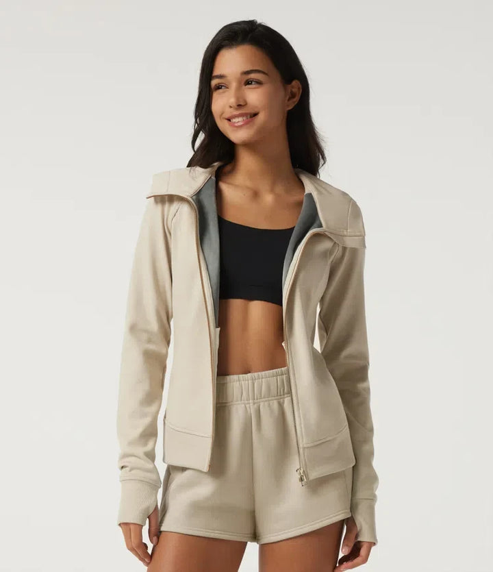 Med huva lång raglanärm fleece träning sweatshirt med fickor och tumhål