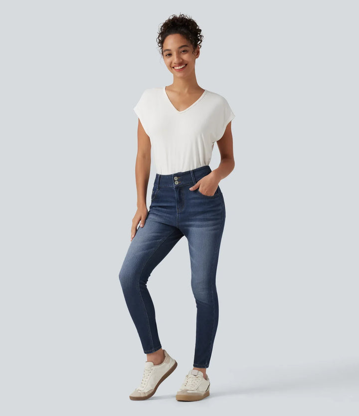 Halara Flex med medelhög midja smal vardagsjeans med fickor