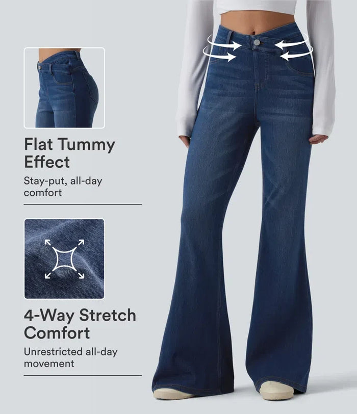 Lyckera Flex högmidjad crossover magkontroll bootcut vardagsjeans med fickor