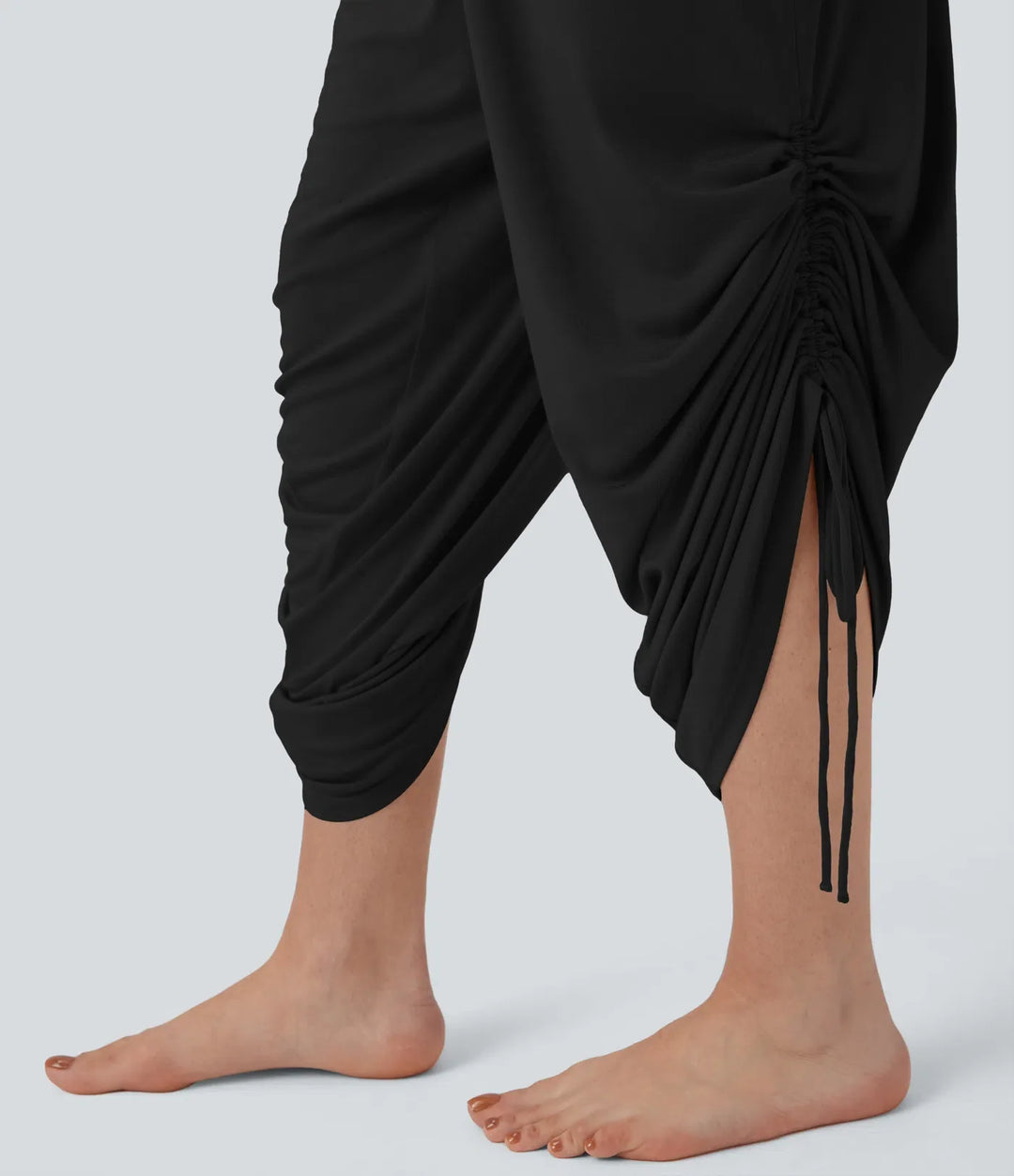 Ribbad halterneck knytning i ryggen dragsko resortjumpsuit med fickor