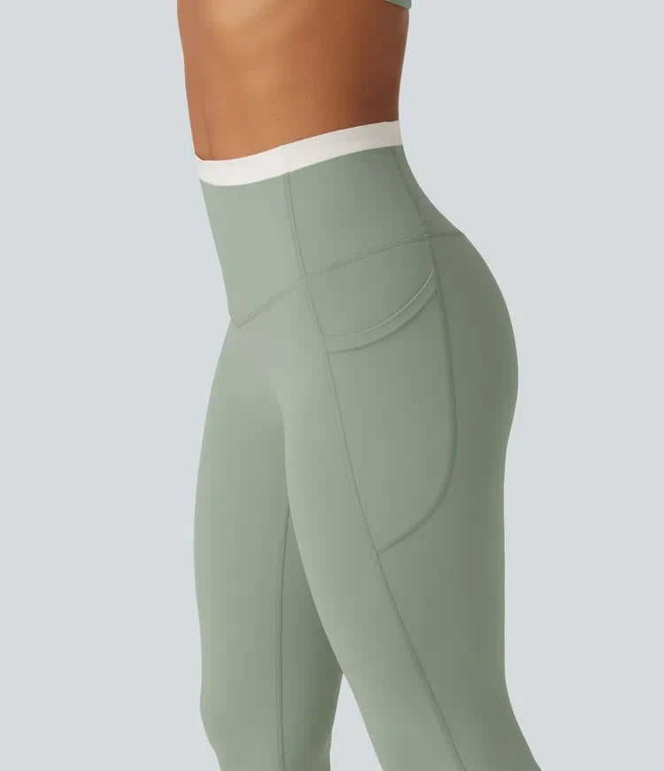Lyckera UltraSculpt högmidjad magkontroll färgblock skinny yogaleggings med fickor