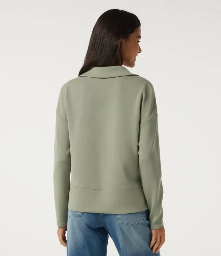 SpacerTek slagkrage långärmad slits fåll vardaglig sweatshirt