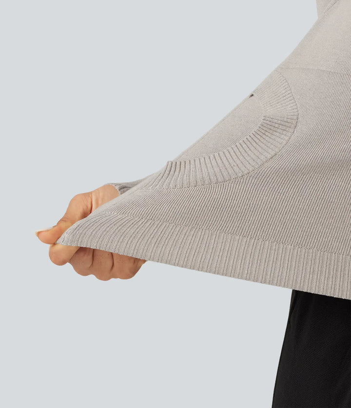 Rund hals långärmad smal lounge cardigan med fickor