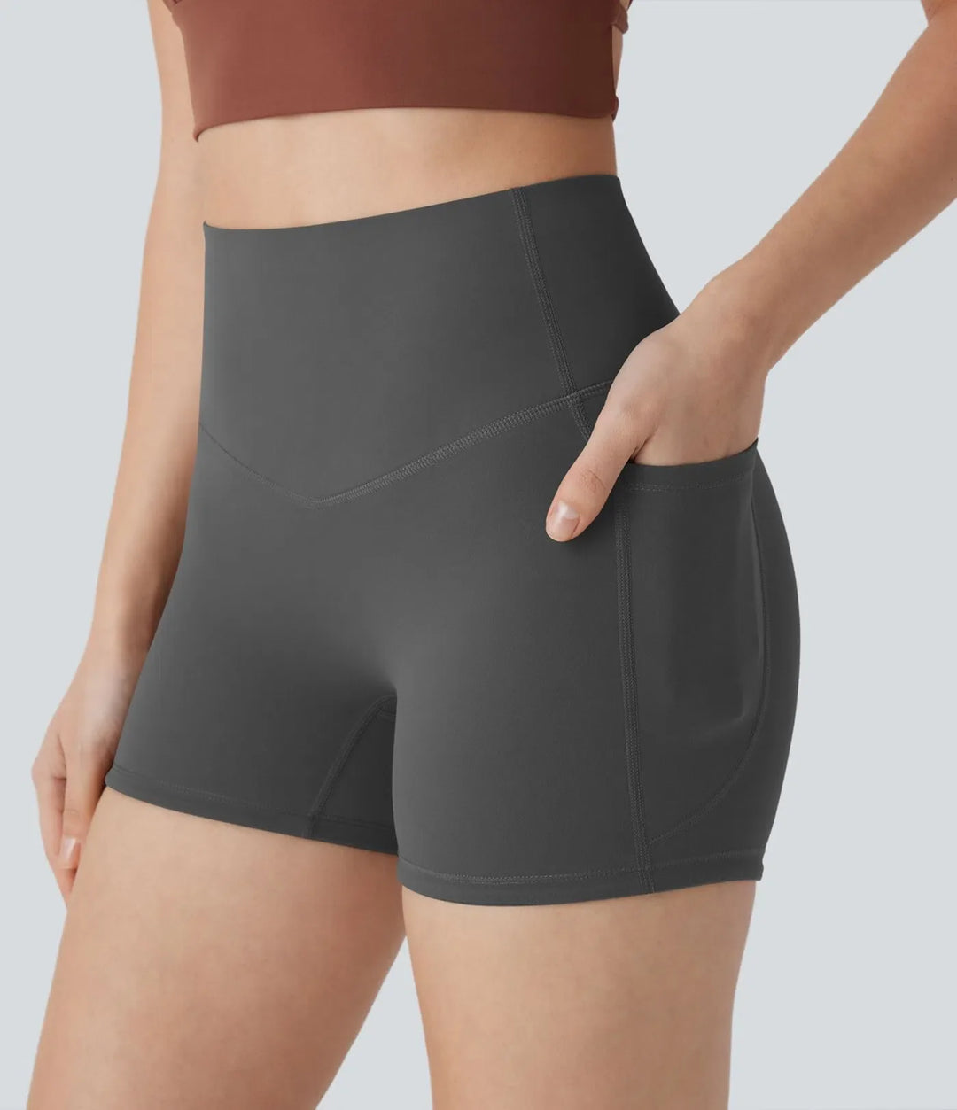 Lyckera UltraSculpt högmidjad magkontroll ficka formande träning bikershorts 3&