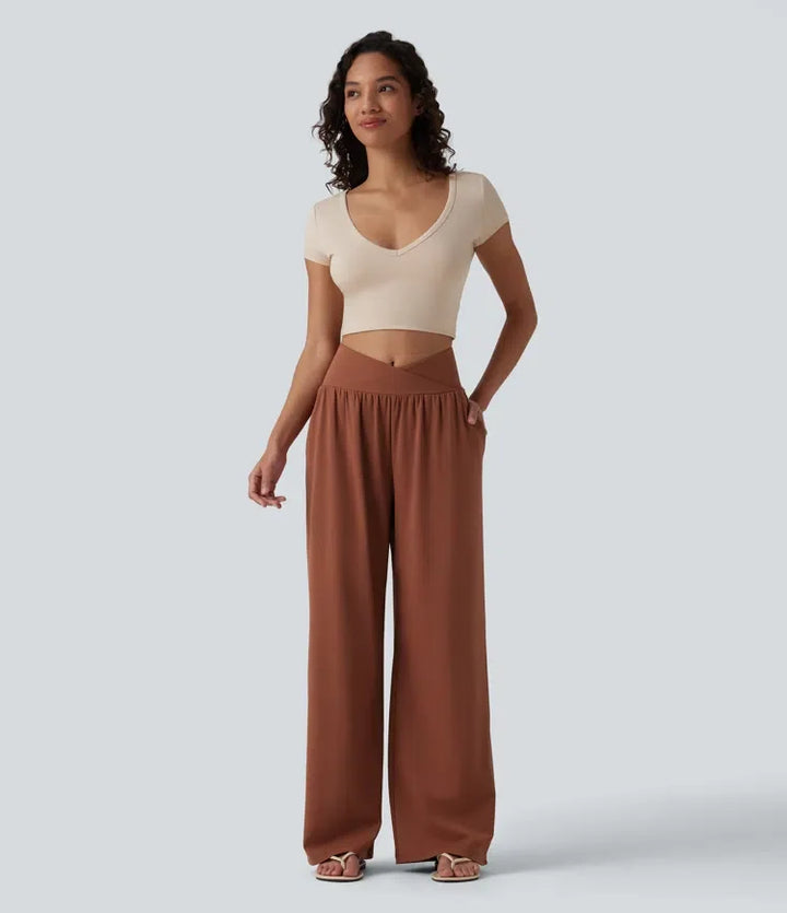 SoftlyZero Airy omlott med hög midja InstantCool för vardag baggy byxor med fickor
