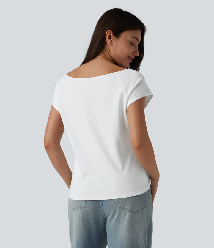 Båtringning kortärmad för vardag pimabomull T-shirt