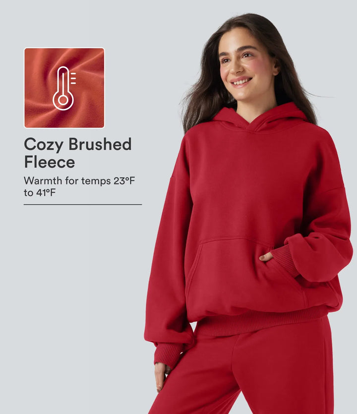 Med huva långärmad fleece vardaglig bomull sweatshirt med fickor