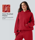 Med huva långärmad fleece vardaglig bomull sweatshirt med fickor