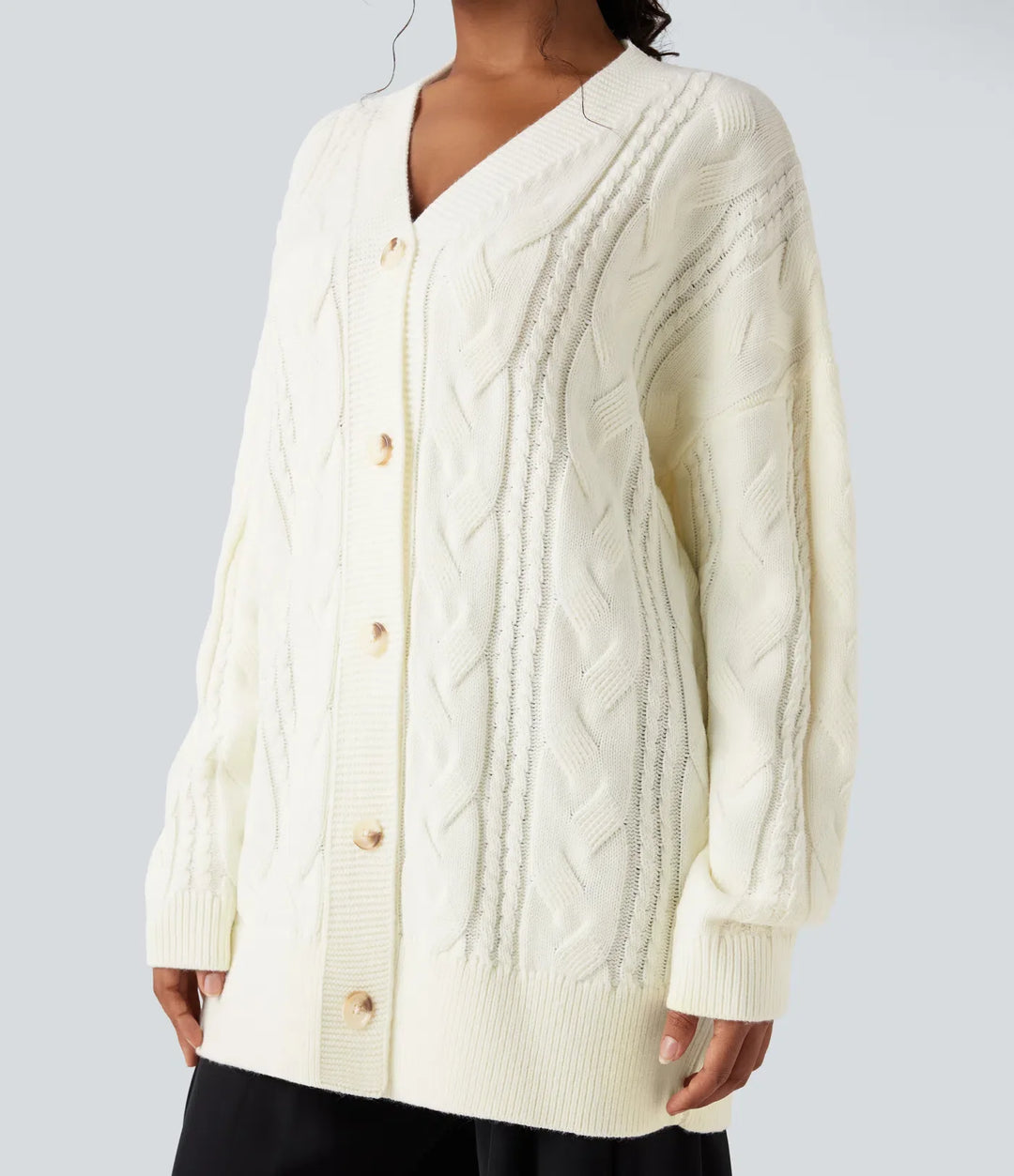 V-ringad långärmad vardaglig cardigan