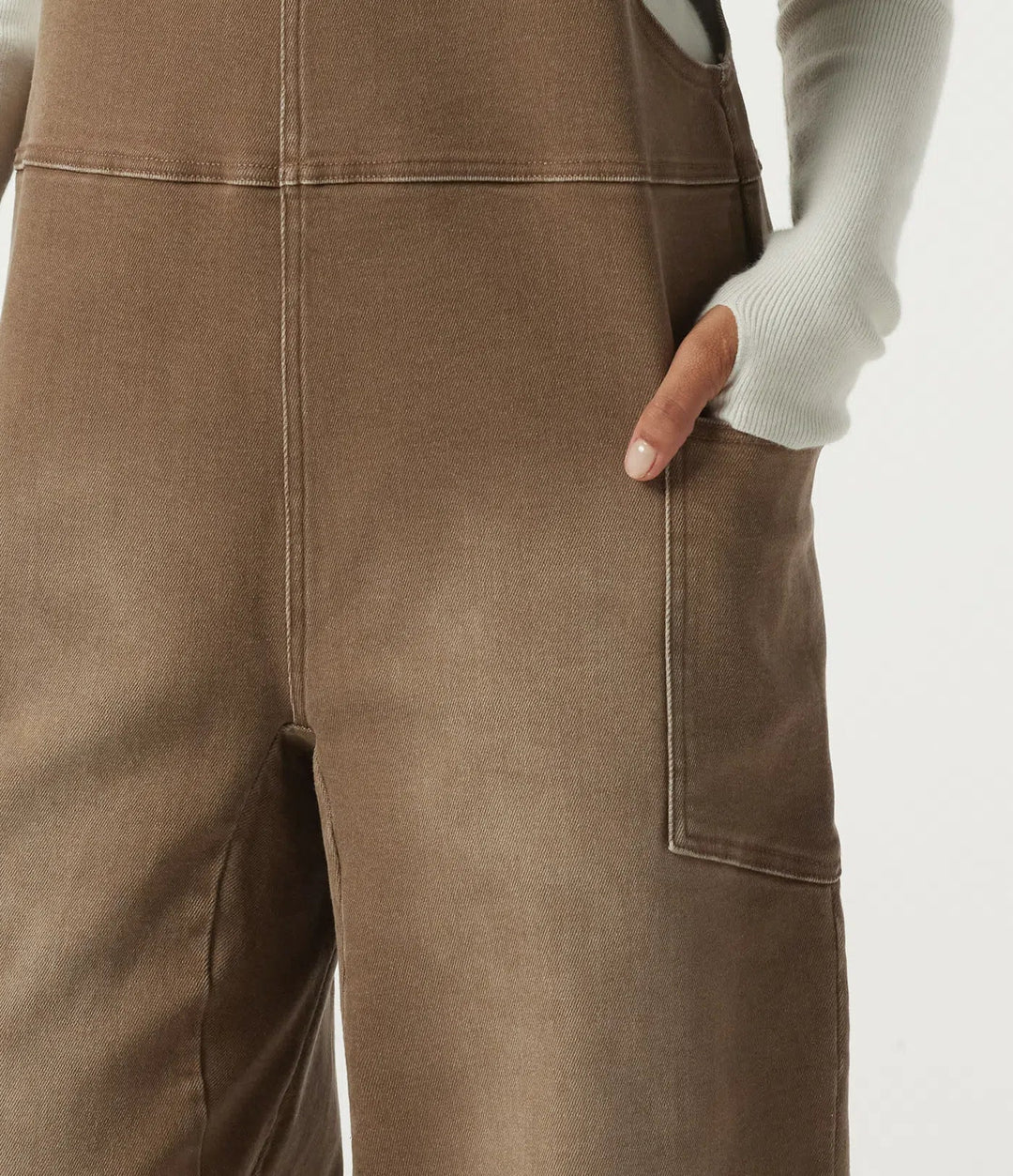 V-ringad baggy färgstark denim vardaglig bomull overall med fickor