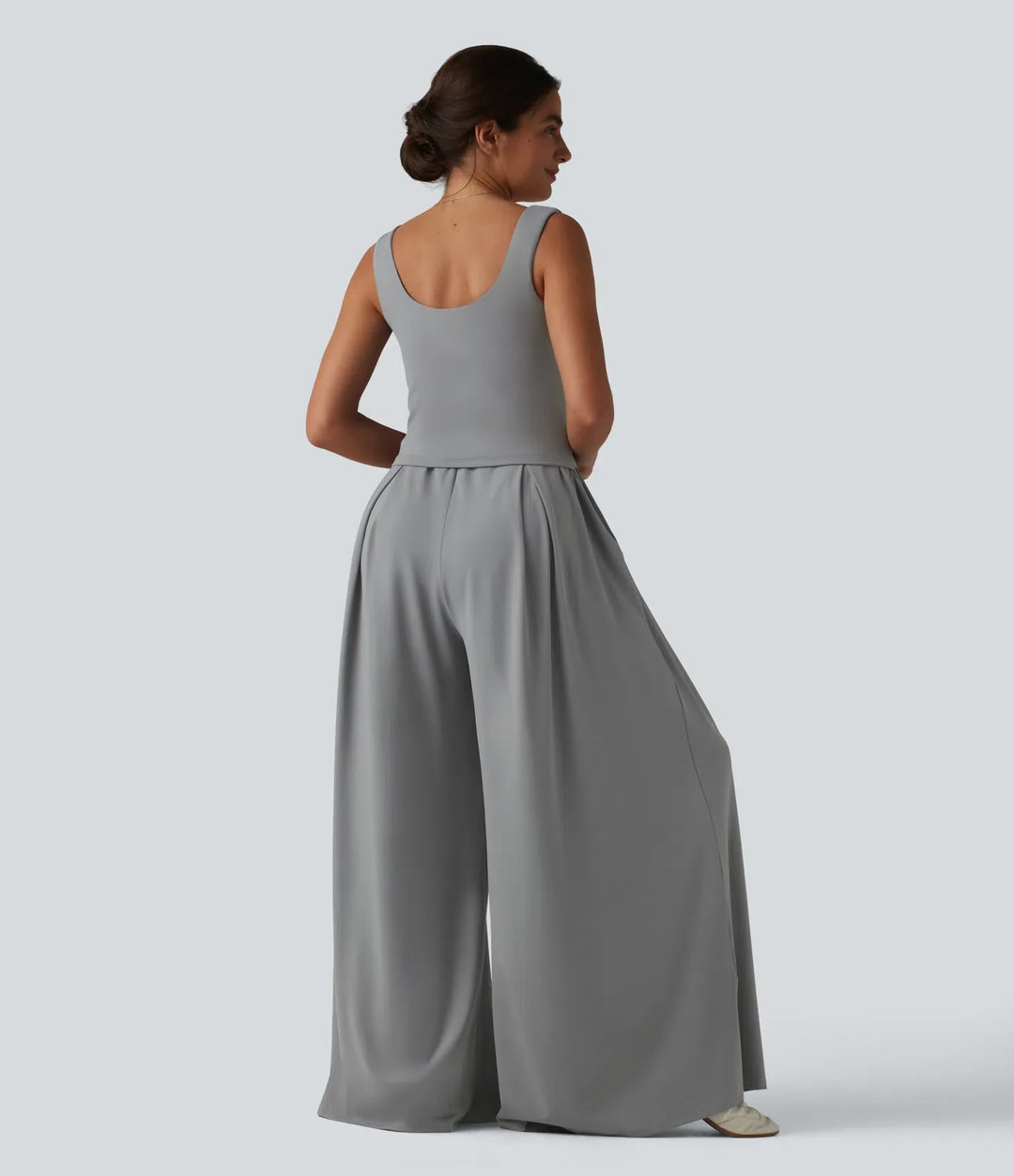 Fyrkantig halsringning baggy vardaglig jumpsuit med fickor-Easy Peezy Edition