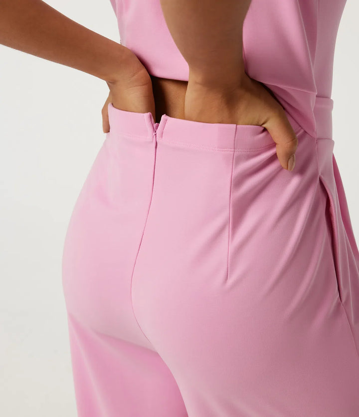 V-ringad ärmlös vida ben arbetsjumpsuit med fickor - Easy Peezy Edition