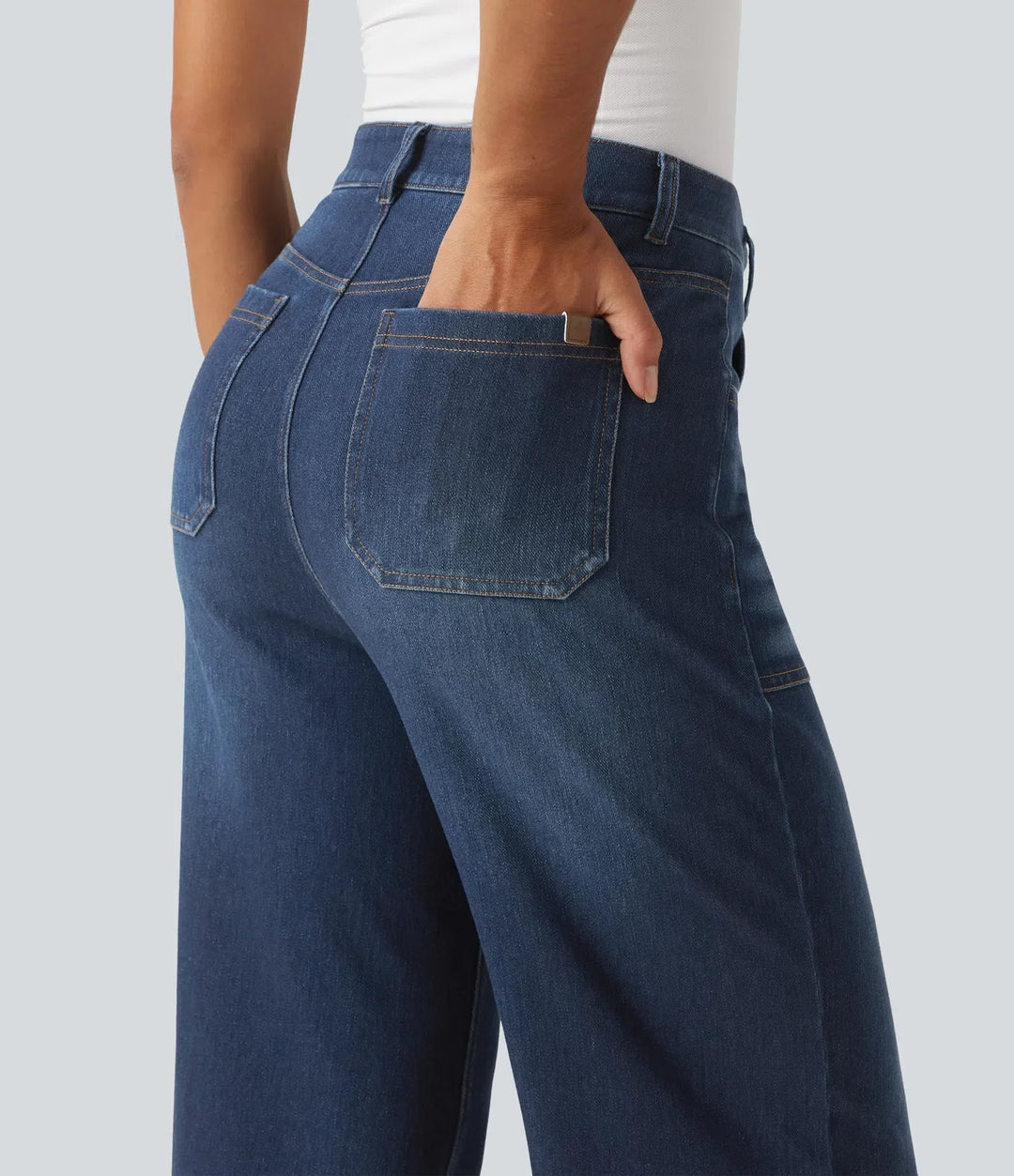 Lyckera Flex högmidjad utsvängd jeans med fickor