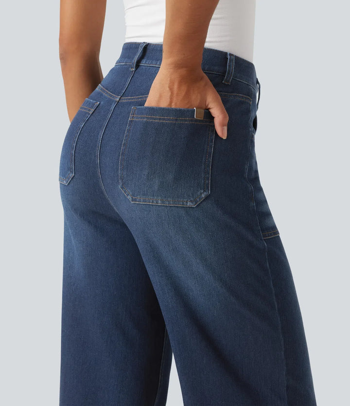 Lyckera Flex högmidjad utsvängd jeans med fickor