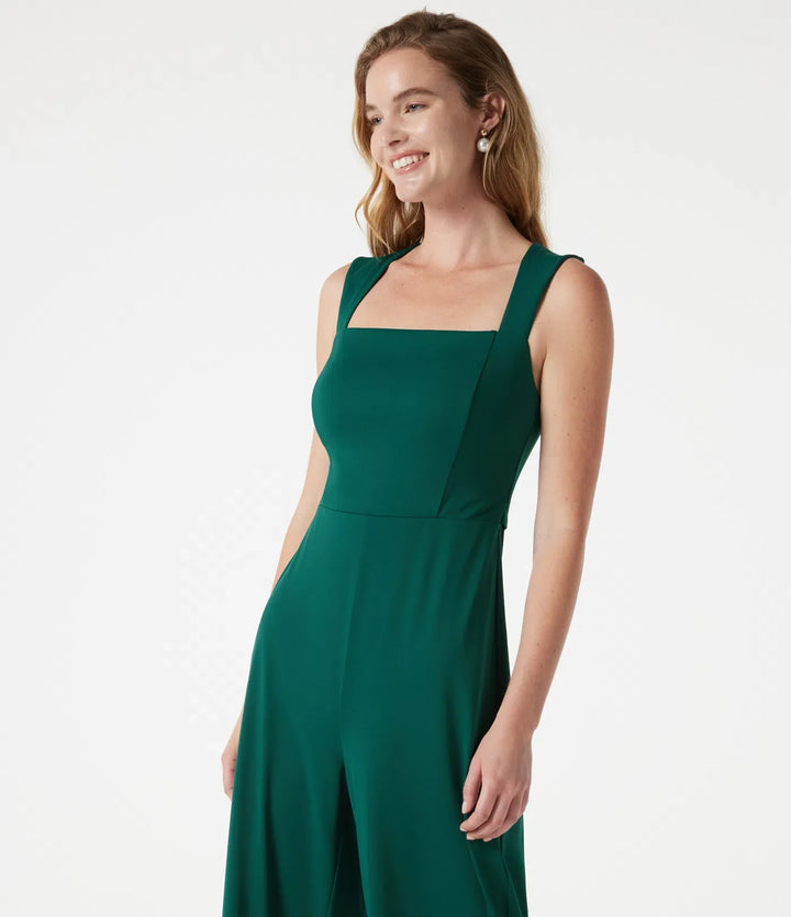 Fyrkantig halsringning inbyggd BH ärmlös jumpsuit-Easy Peezy Edition