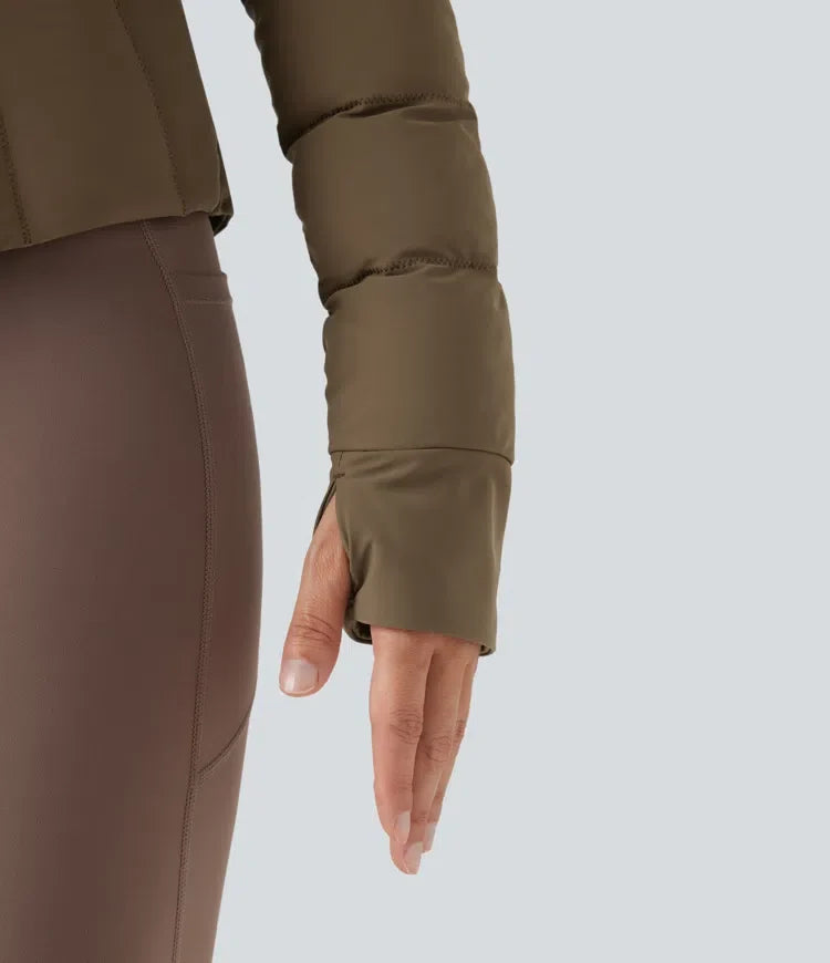 PuffFlex ståkrage tumhål stretchig träning vadderad jacka med fickor