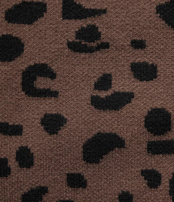Rund hals leopardmönster långärmad vardaglig tröja