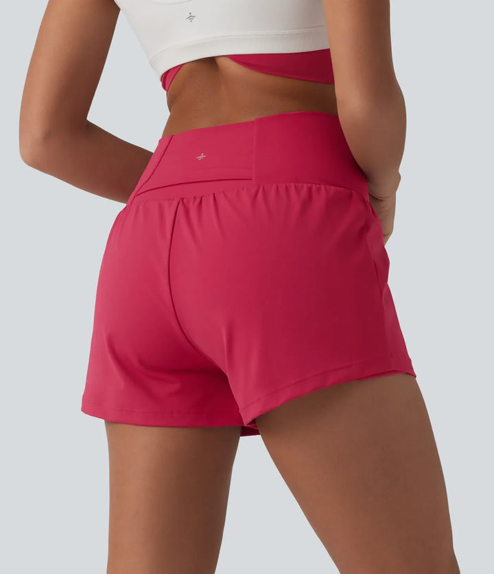 SoftlyZero luftig crossover högmidjad 2-i-1 InstantCool yoga shorts 3&