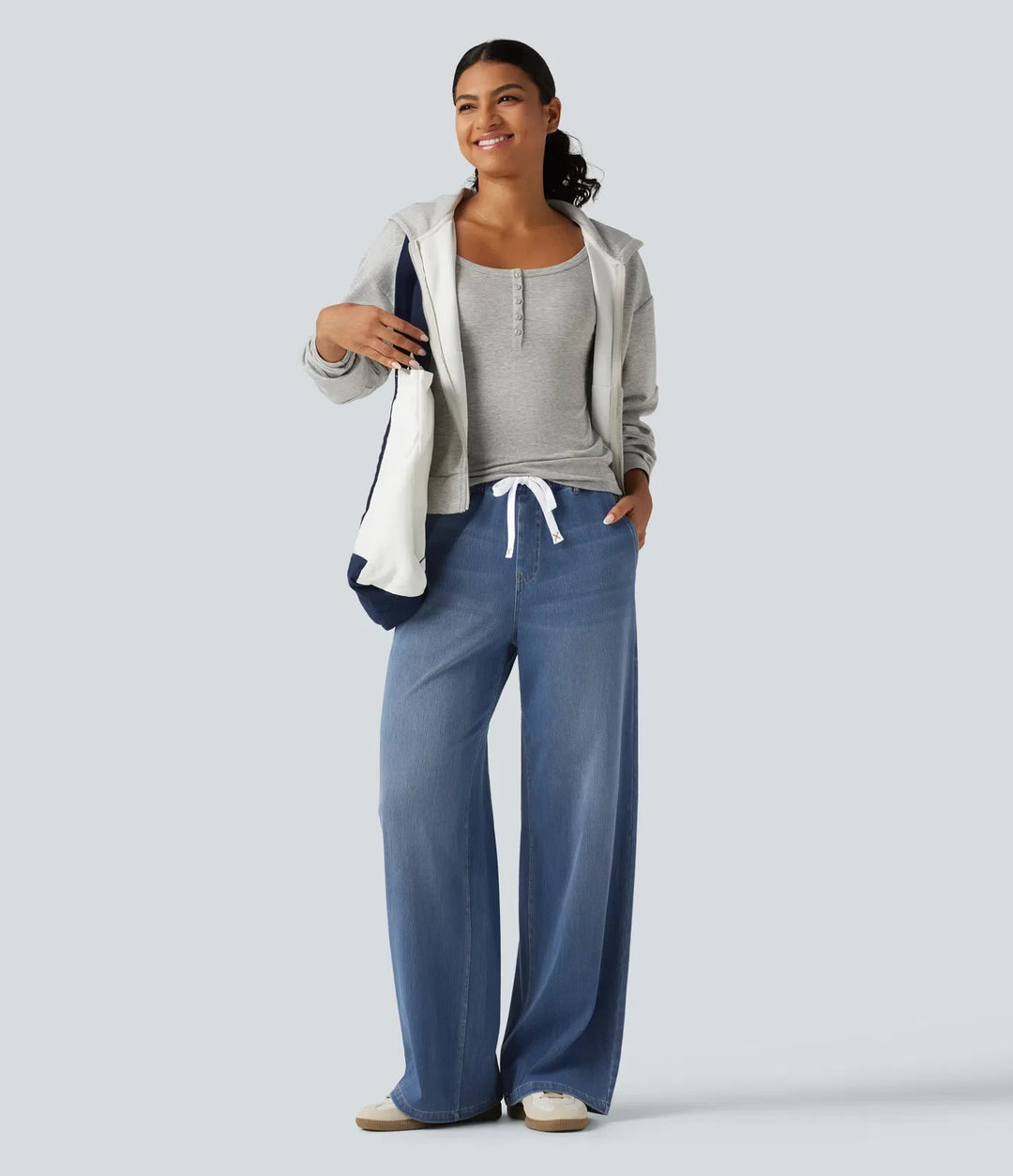 Halara Flex med medelhög midja vida ben vardagsjeans med fickor