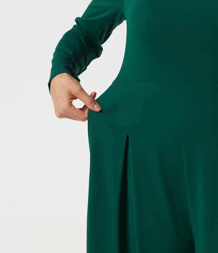 Fyrkantig halsringning långärmad inbyggd BH vida ben vardaglig jumpsuit med fickor-Easy Peezy Edition