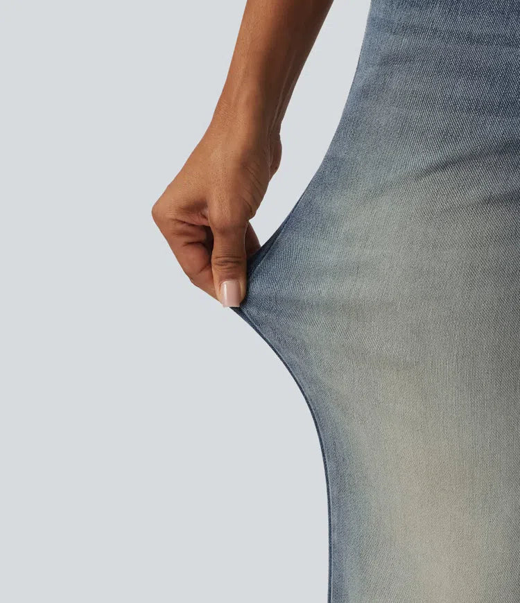 Halara Flex med låg midja utsvängd vardagsjeans med fickor