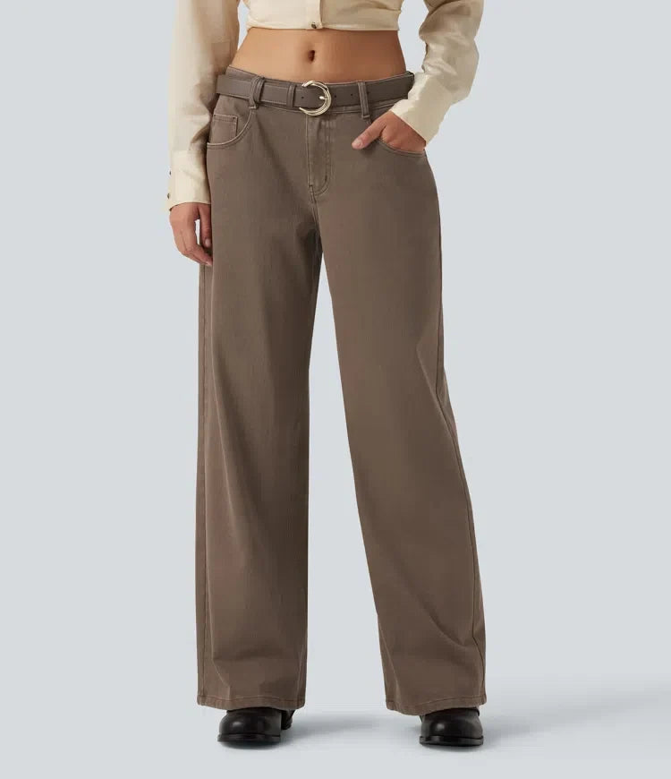 Halara Flex med låg midja vida ben vardagsjeans med fickor