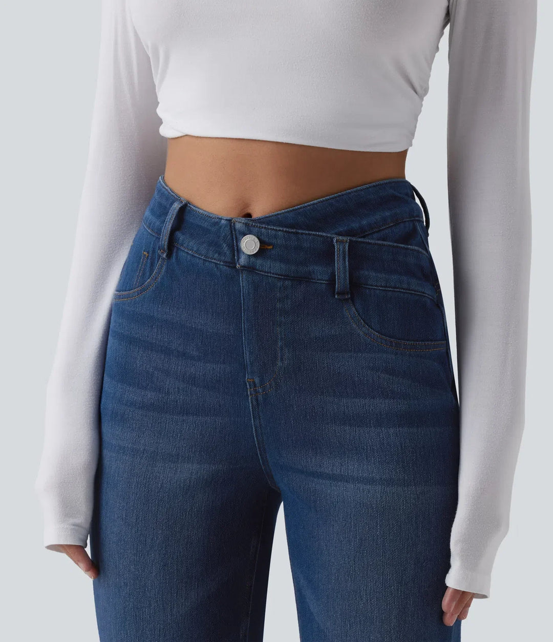 Lyckera Flex högmidjad crossover magkontroll bootcut vardagsjeans med fickor