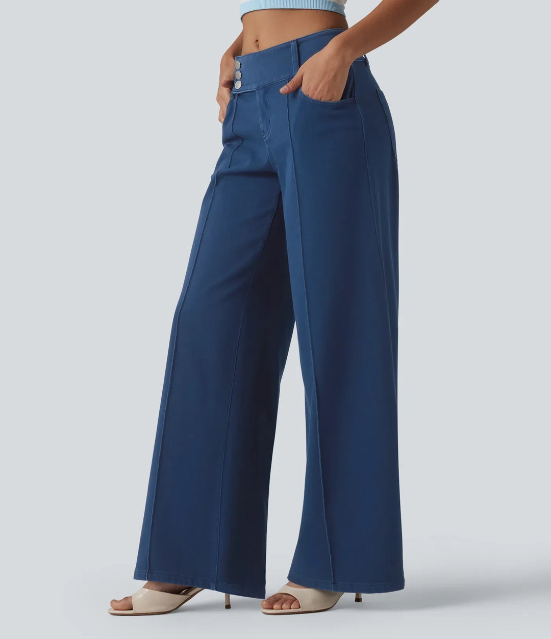 Halara Flex med låg midja raka ben färgglad jeans för arbete med fickor