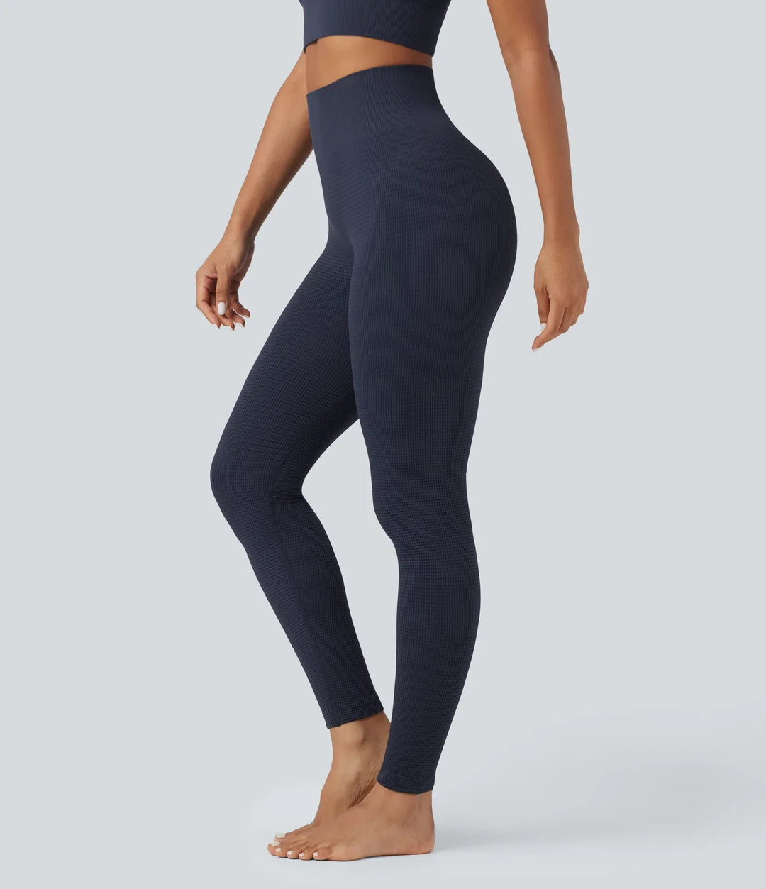 OneForm sömlös följsam våffelstruktur med hög midja 7/8 yogaleggings
