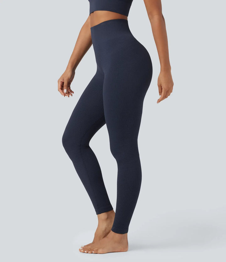 OneForm sömlös följsam våffelstruktur med hög midja 7/8 yogaleggings