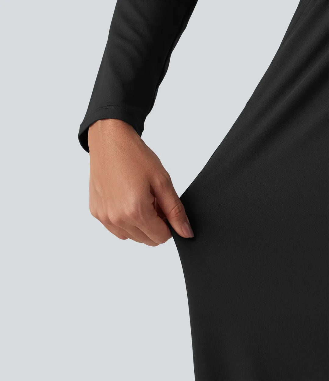 Ståkrage långärmad raka ben jumpsuit med fickor-Easy Peezy Edition