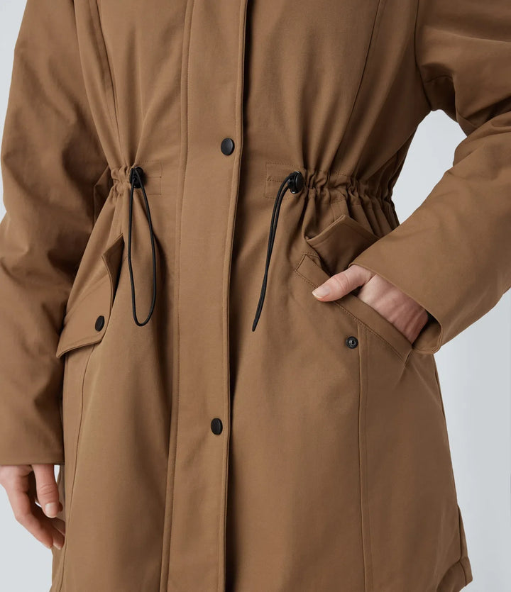 Med huva dragsko fleece vardaglig parka sherpajacka med fickor