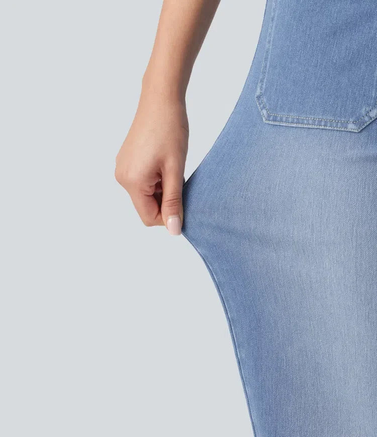 Halara Flex med hög midja raka ben vardagsjeans med fickor