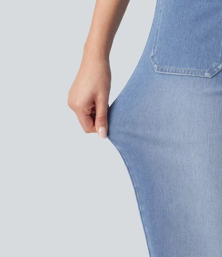 Halara Flex med hög midja raka ben vardagsjeans med fickor